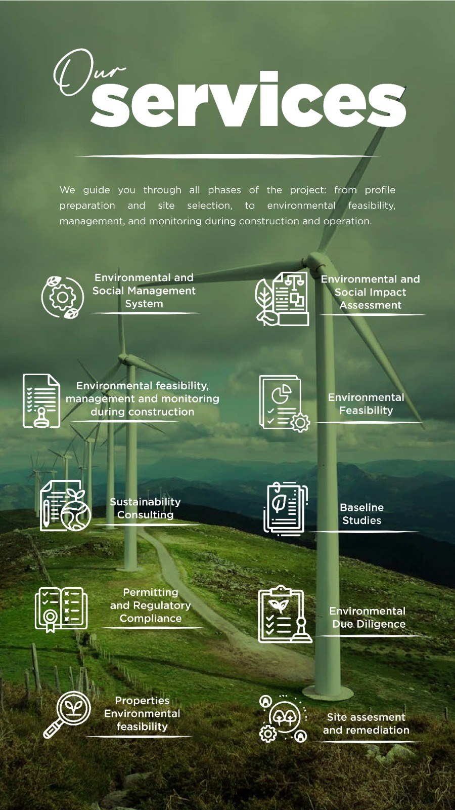 E·NOVATION environmental services: management systems, impact assessment, feasibility, monitoring, baseline studies, permitting, due diligence